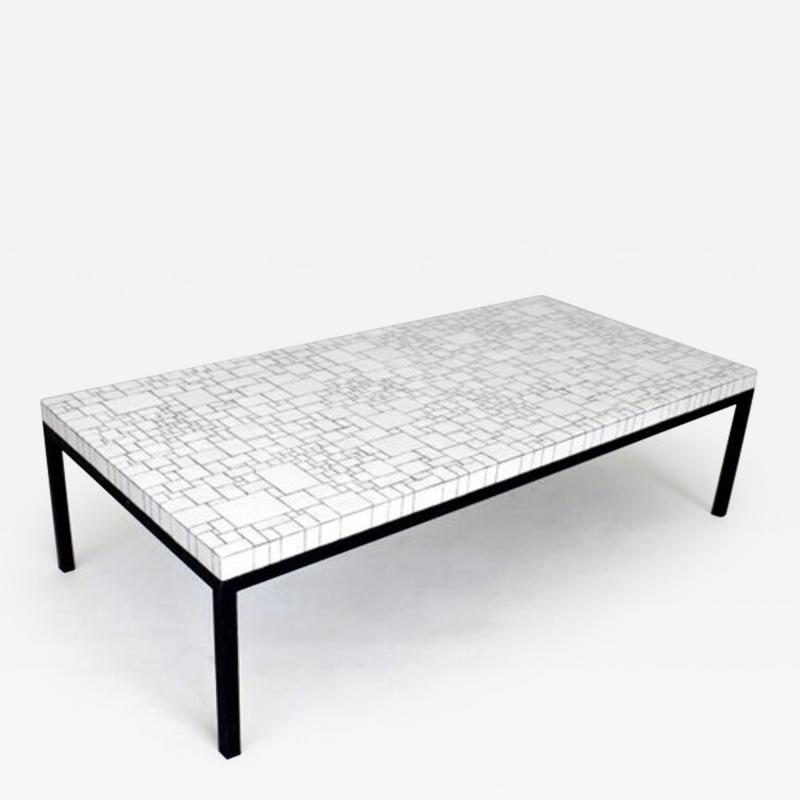 Berthold Muller BERTHOLD MULLER WHITE TEXTURED GLASS MOSAIC COFFEE TABLE C1960