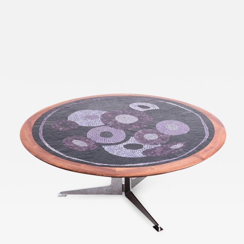 Berthold Muller Rare Huge 1960s Berthold Muller Mosaik Coffee Table with Stainless Steel Base