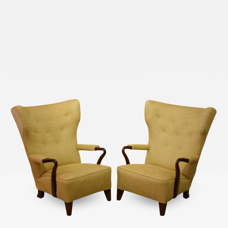 Bertil S derberg Rare 1938 Large Easy Chairs by Bertil S derberg