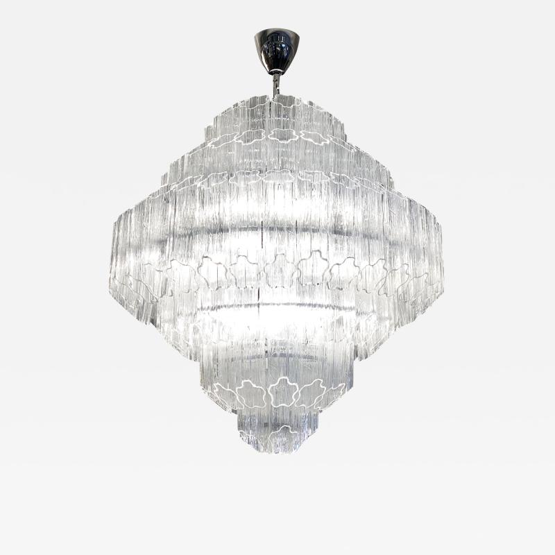 Bespoke Italian Art Deco Design Crystal Murano Glass Nickel Modern Chandelier