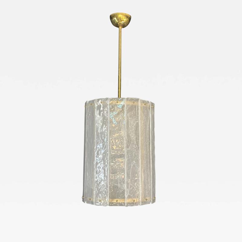 Bespoke Modern Art Deco Italian White Murano Glass Brass Lantern Chandelier