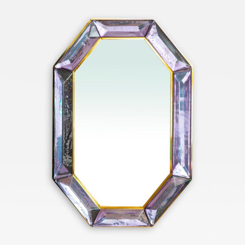 Bespoke Octagon Amethyst Murano Glass Mirror in Stock