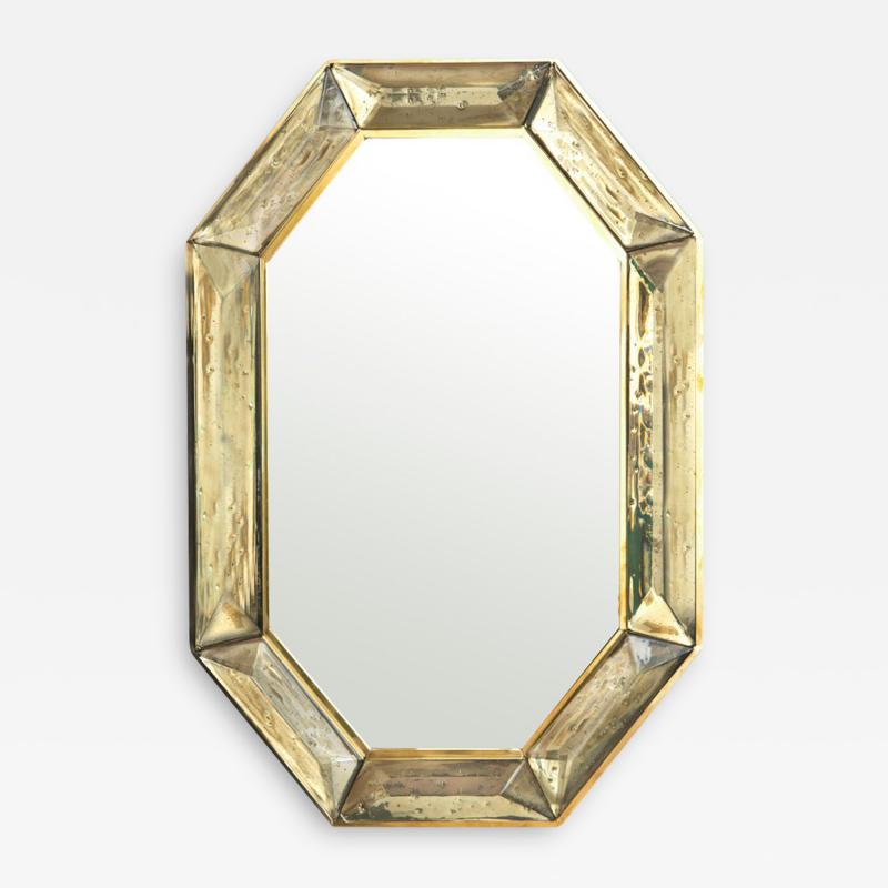 Bespoke Octagon Smoked Murano Glass Mirror in Stock