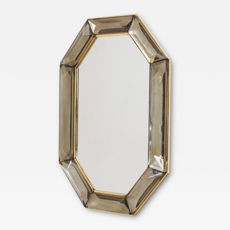 Bespoke Octagon Smoked Murano Glass Mirror in Stock