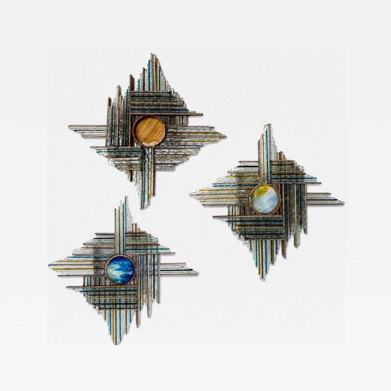 Biancardi Jordan Hammered Glass Silver Iron Star Sconce by Biancardi Italy 1970s