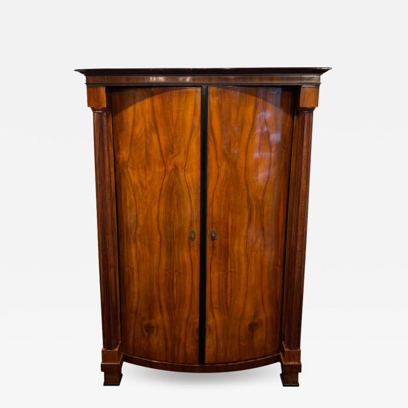 Biedermeier Armoire Walnut Veneer Full Columns Austria Vienna around 1825