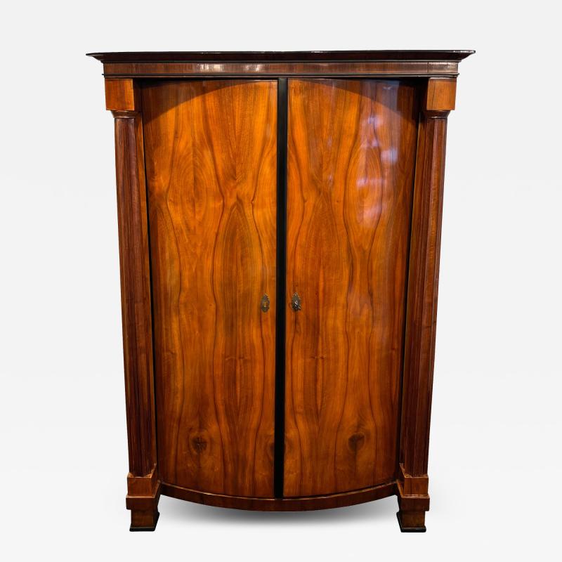 Biedermeier Armoire Walnut Veneer Full Columns Vienna Austria circa 1825