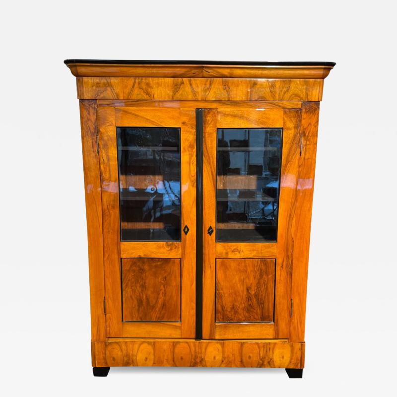 Biedermeier Bookcase Walnut Veneer Two doored South Germany circa 1830