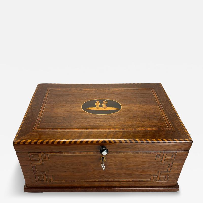 Biedermeier Box Walnut on Oak Inlays South Germany circa 1850
