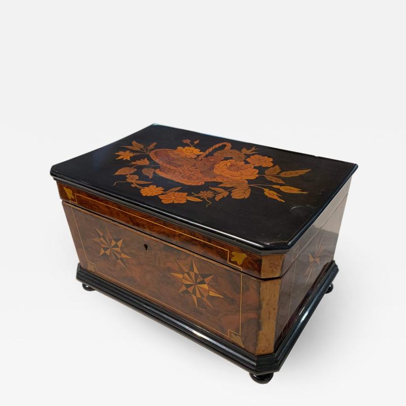 Biedermeier Casket Box Ebony Walnut and Inlays South Germany circa 1850