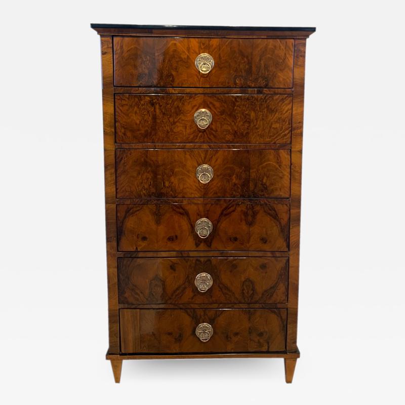 Biedermeier Chiffonier High Chest with 6 Drawers Walnut Austria circa 1820