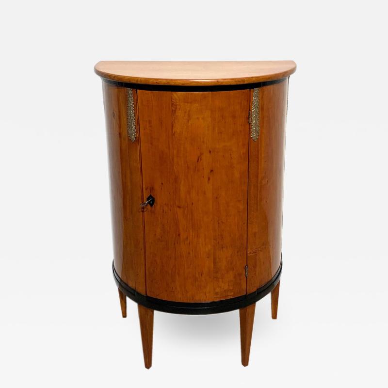 Biedermeier Demilune Half Cabinet Cherrywood and Brass France circa 1810