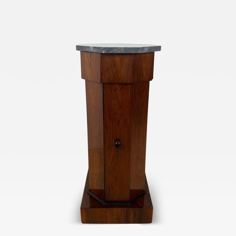 Biedermeier Drum Cabinet Walnut Veneer Marble France circa 1830