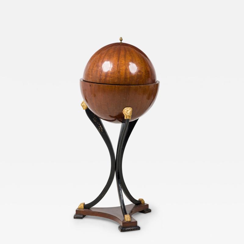 Biedermeier Mahogany Ebonized and Parcel Gilt Globe Form Work Desk