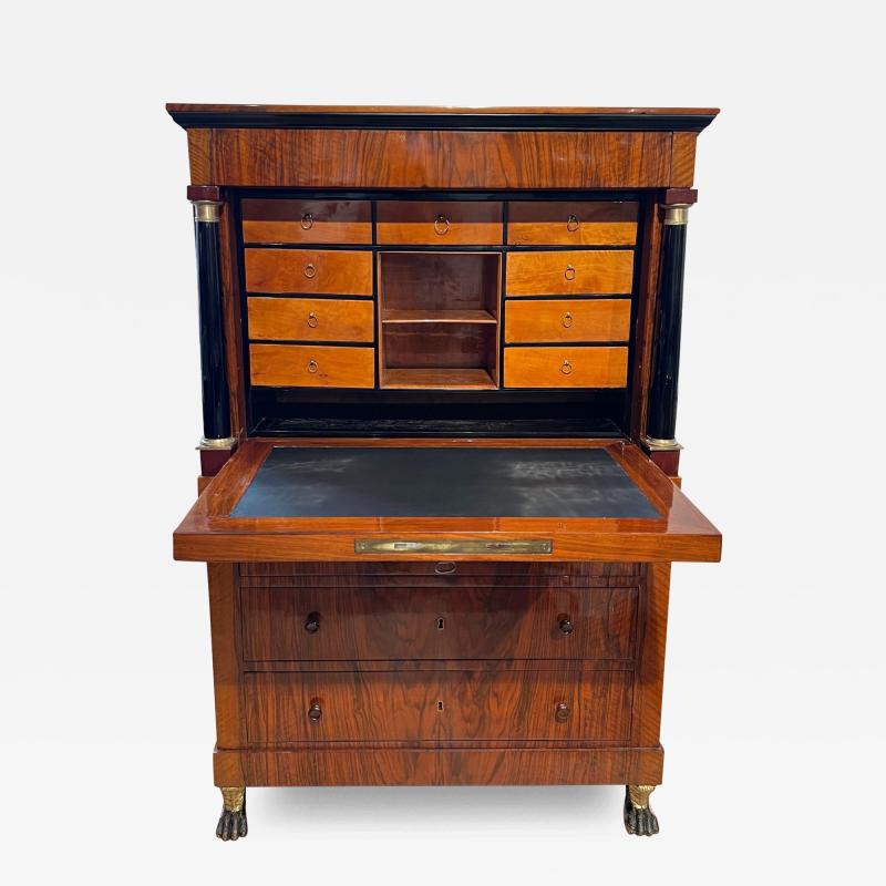 Biedermeier Secretaire Walnut Maple Paw Feet Austria circa 1820