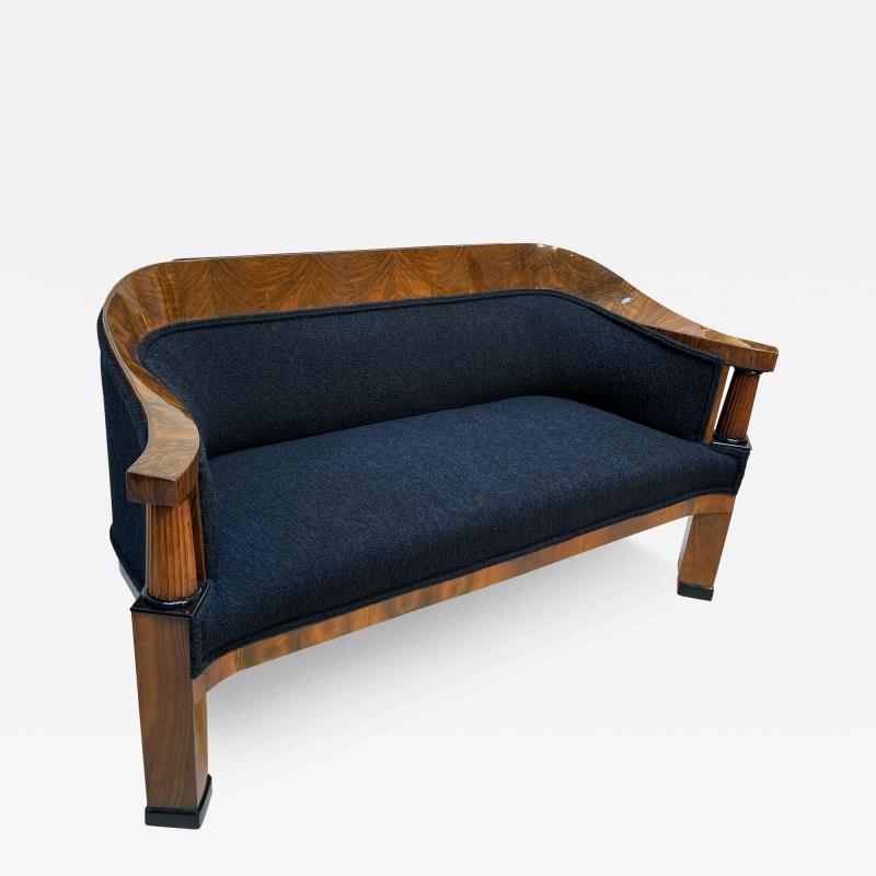 Biedermeier Sofa Walnut Wood Black Teddy Vienna Austria circa 1825