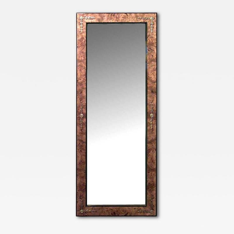 Biedermeier Style Burl Ash and Bronze Wall Mirror
