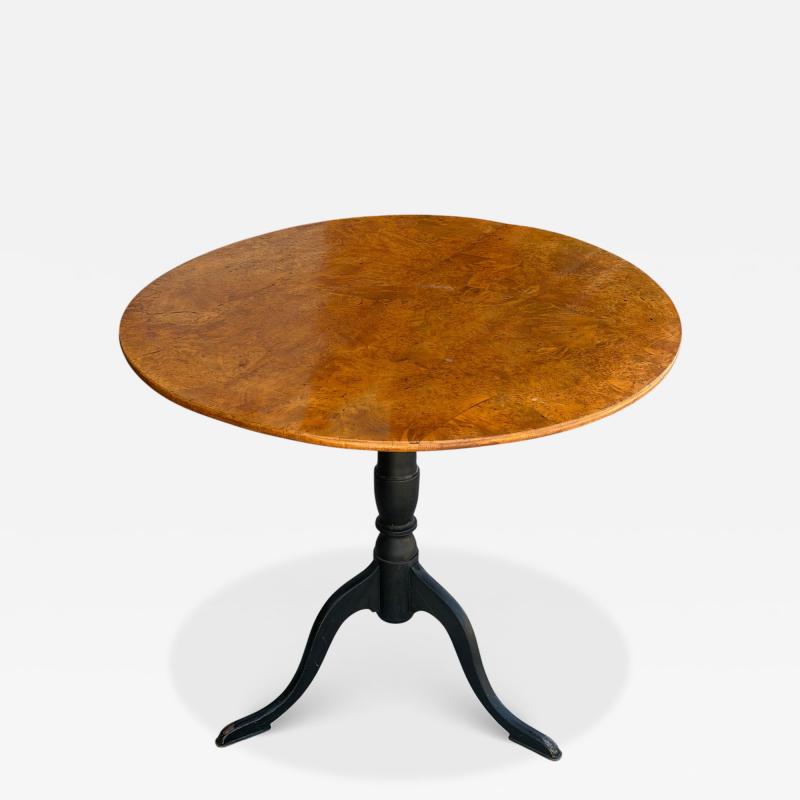 Biedermeier Style Burl Wood Tilt Top Round Breakfast Side Table