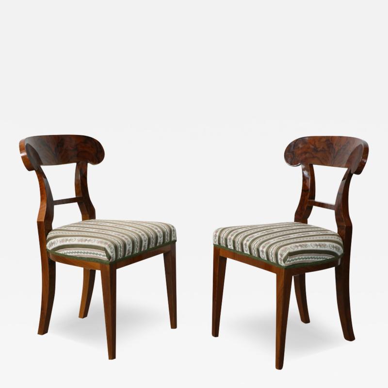 Biedermeier Two Walnut Chairs Vienna c 1830 