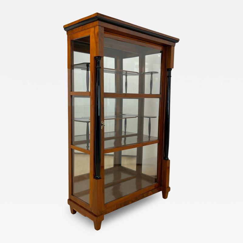 Biedermeier Vitrine Walnut Brass Three Sides Glazed South Germany circa 1830