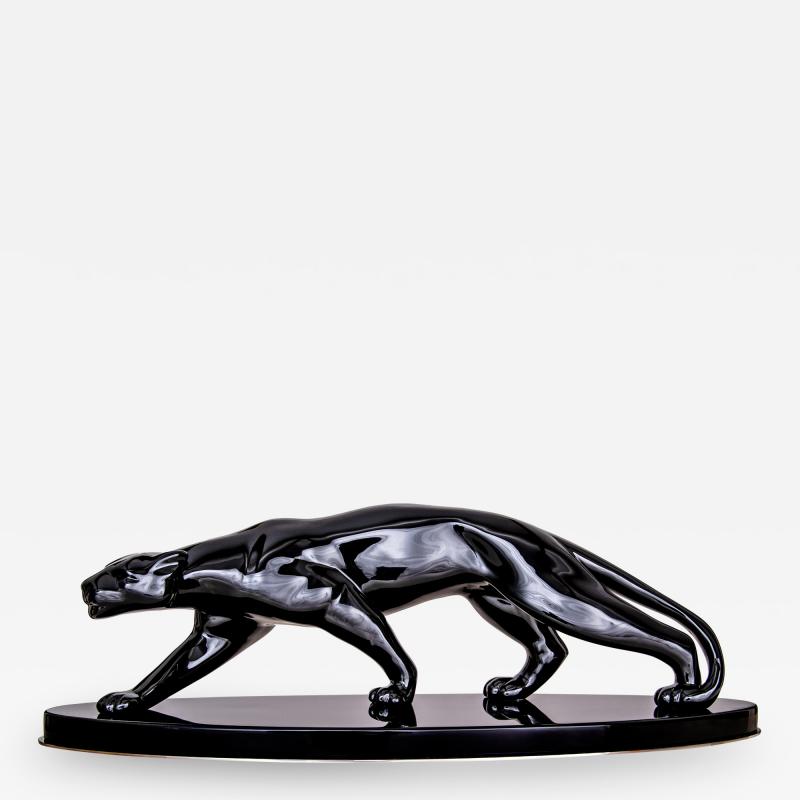 Big Art Deco Panther Black Lacquer France Paris circa 1940