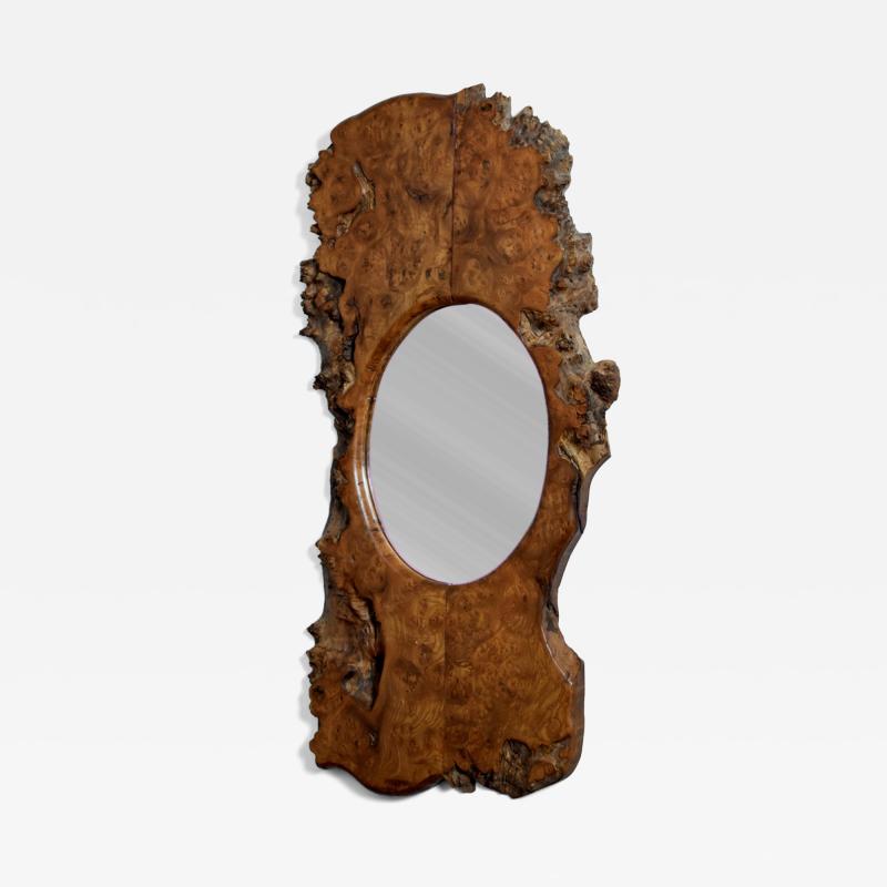 Big brutalist burl mirror 1970s 
