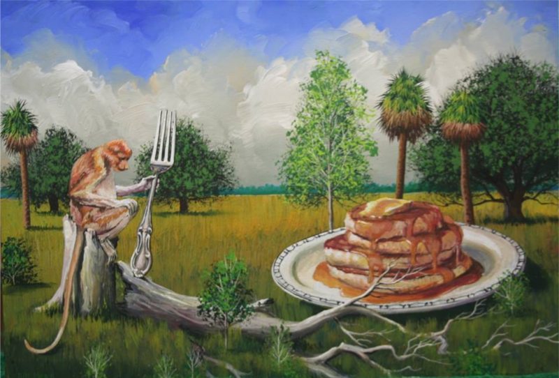 Bill Mead Temptation Resisted Monkey with A Fork 2015