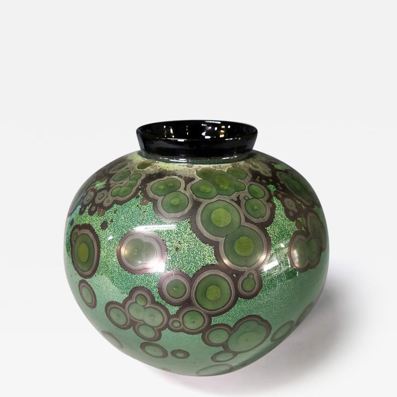 Bill Powell Moss Green Crystal Moon Jar