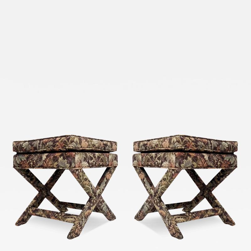 Billy Baldwin Mid Century Modern Hollywood Regency X Benches or Stools after Billy Baldwin