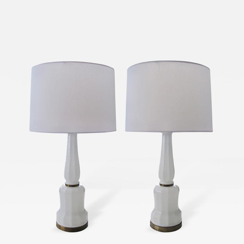 Bing Grondahl Heiberg A Pair of Danish White Opaline Lamps by Bing and Groendahl Heiberg