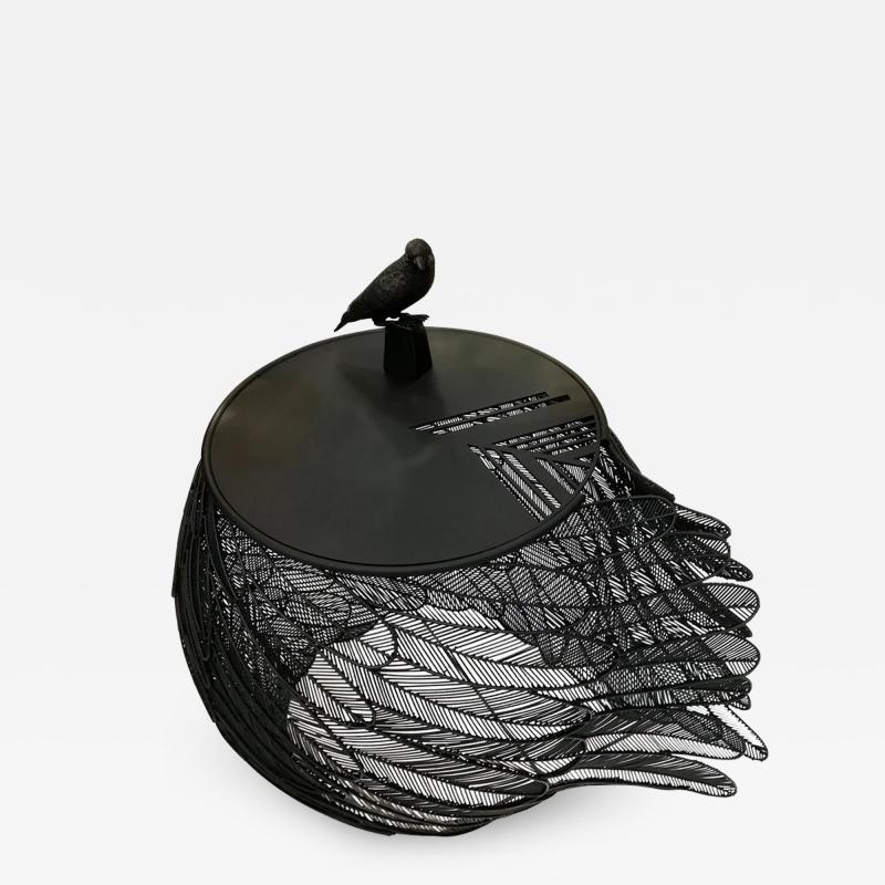 Bird Gueridon or side table in black painted Metal