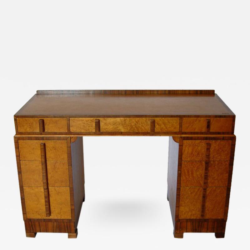 Birds Eye Maple and Walnut Art Deco Desk