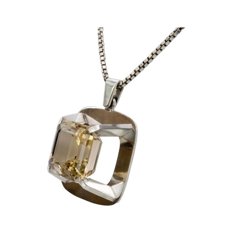 Birger Lindgren Birger Lindgren Silver Pendant with Citrom Quartz Stockholm 1967