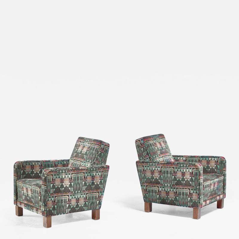 Bjorn Tragardh Bj rn Tr g rdh pair of club chairs with original Art Nouveau upholstery 1930s