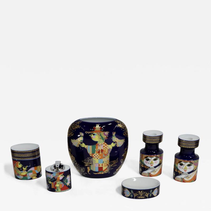 Bjorn Wiinblad Bj rn Wiinblad Bjorn W nblad For Rosenthal Cigarette Set With Matching Vase And Candle Holder