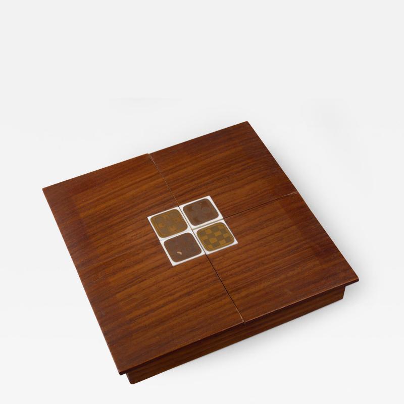 Bjorn Wiinblad Rosenthal Rosewood Box with Bjorn Windblad Porcelain Tiles 1960s