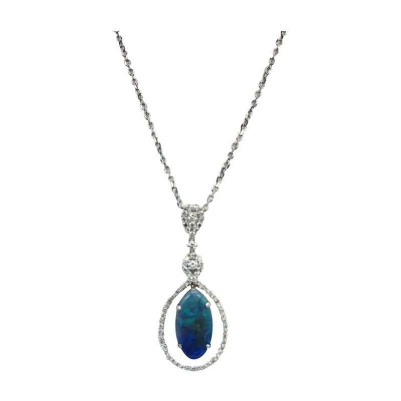 Black Crystal Opal 5 23 Carat Pendant with Diamond Surround