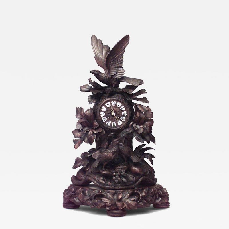 Black Forest Walnut Bird Mantel Clock