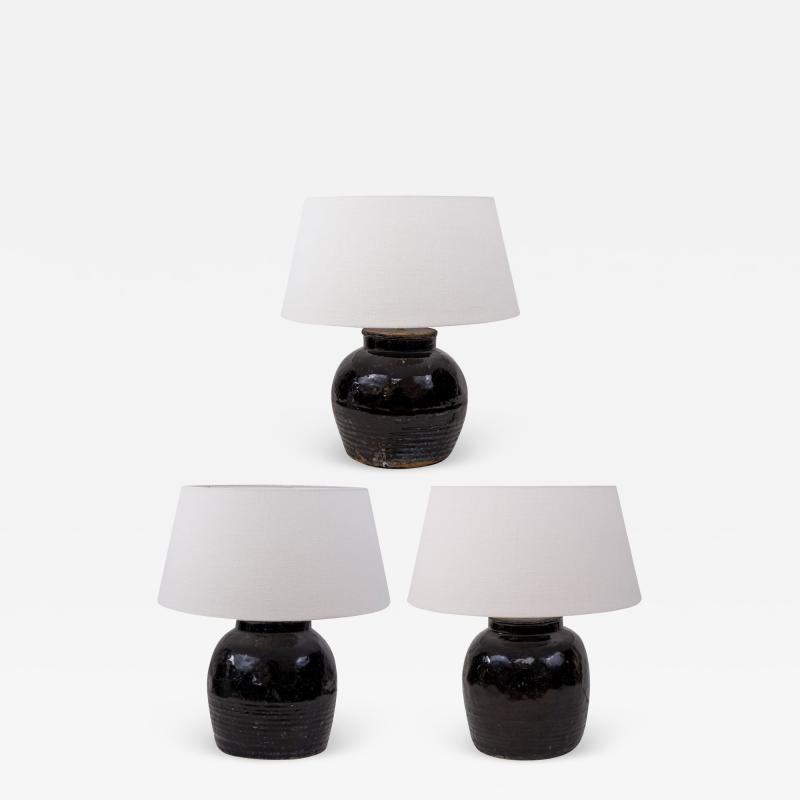 Black Glazed Terracotta Table Lamps