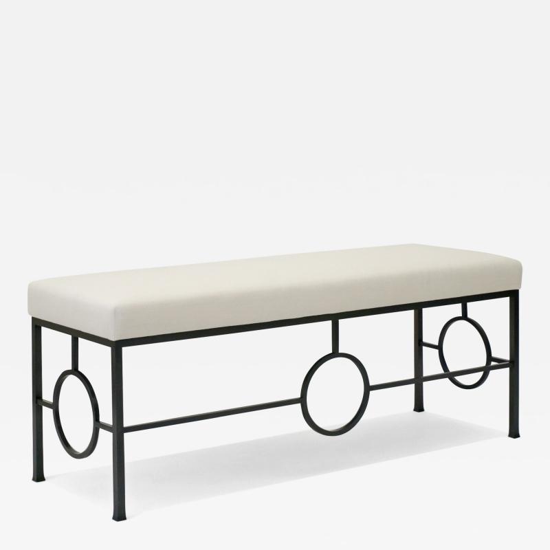 Black Iron Bench With Upholstered Seat