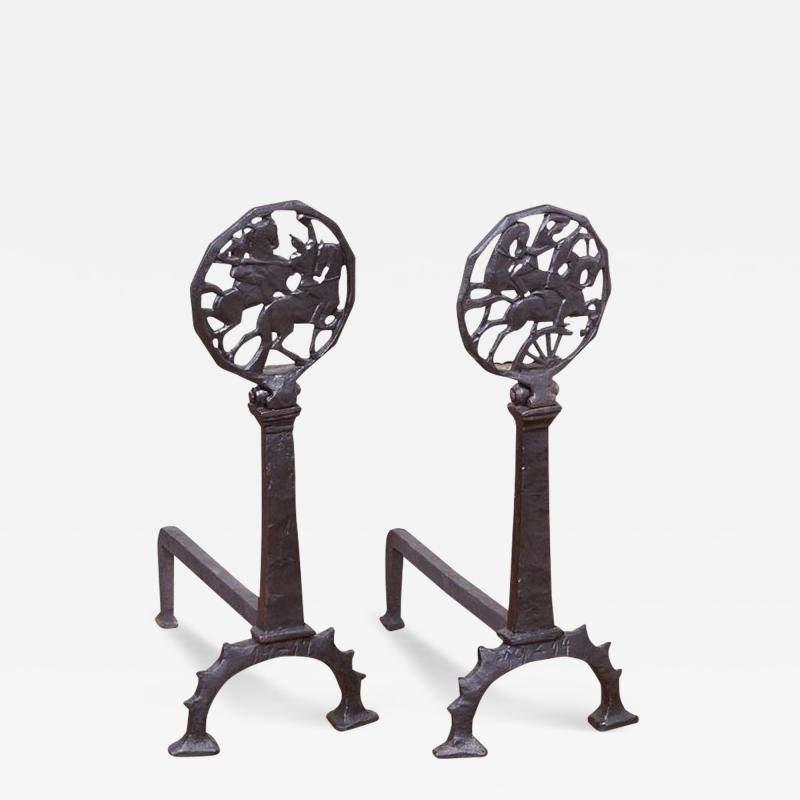 Black Iron Deco Andirons