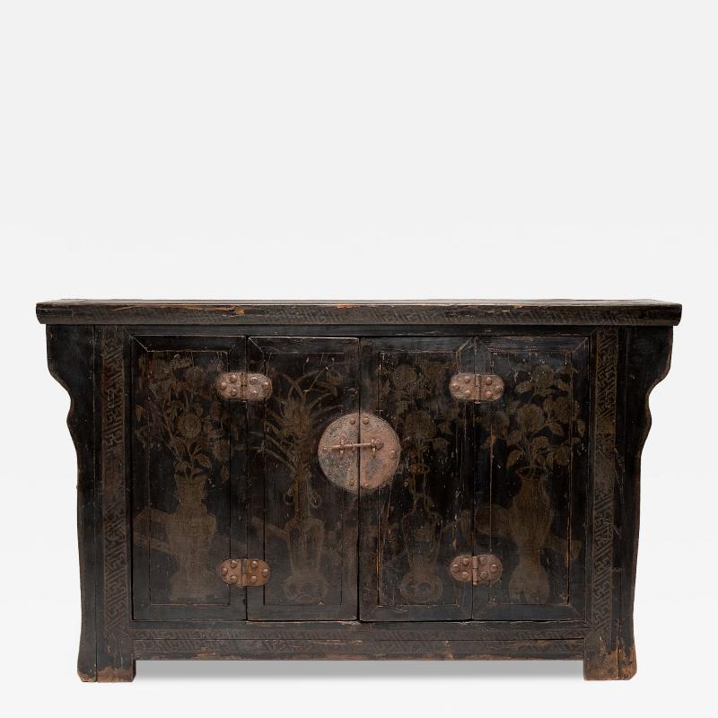 Black Lacquer Four Flowers Coffer