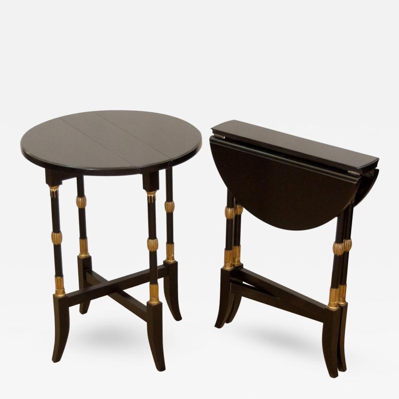 Black Lacquer Regency Style Folding Occasional Tables from the Fontainebleau