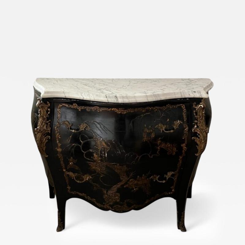 Black Lacquered Chest of Drawers Louis XV Style