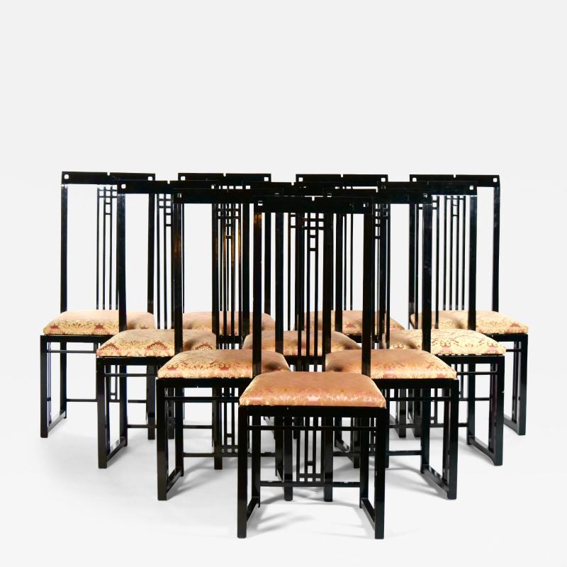 Black Lacquered Frame Upholstered Dining Chair Set 10