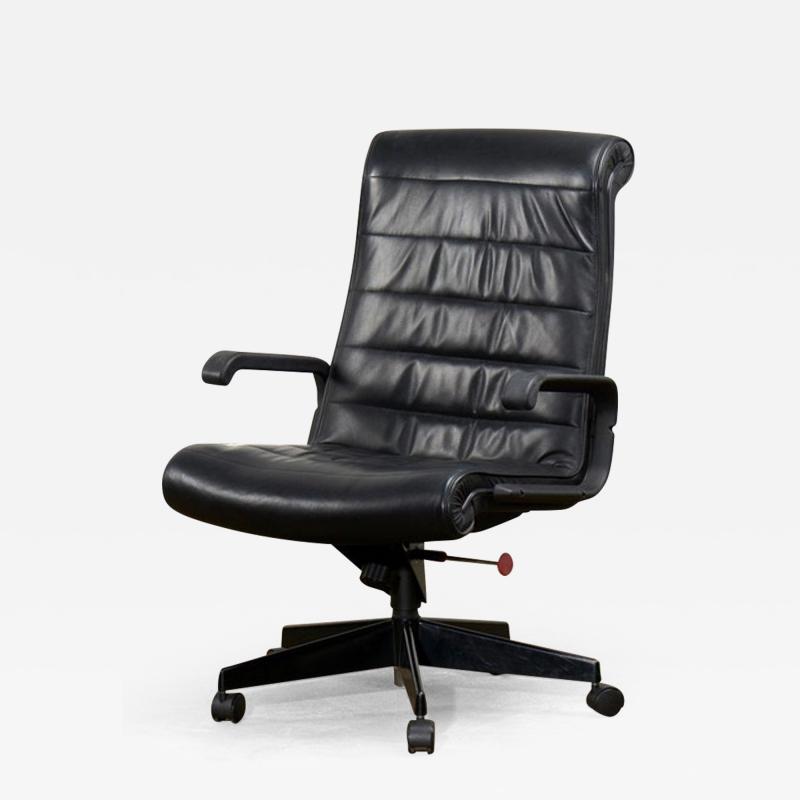 Black Leather Desk Chair by Richard Sapper for Knoll Inc Knoll Intl France 1992