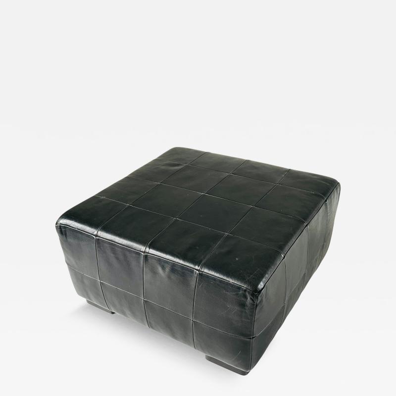 Black Leather Patchwork Ottoman 1980