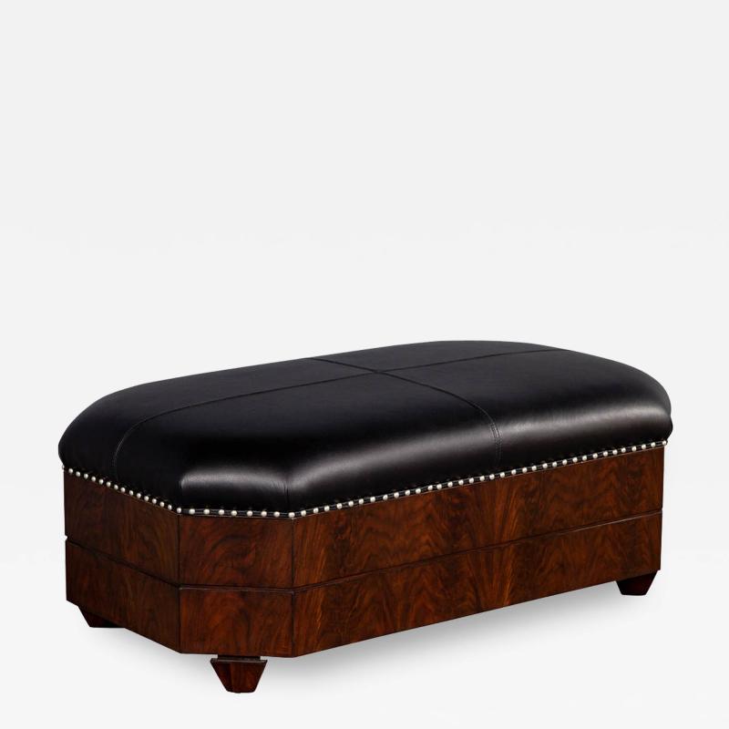 Black Leather Top Storage Ottoman by EJ Victor