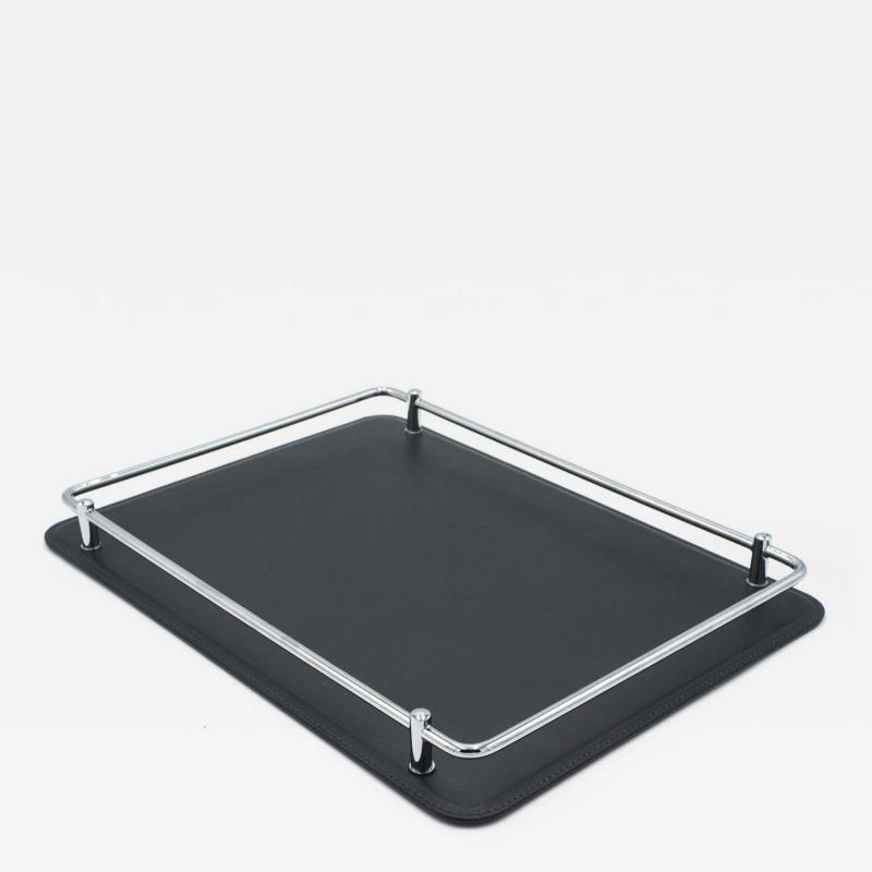 Black Leather and Chrome Tray