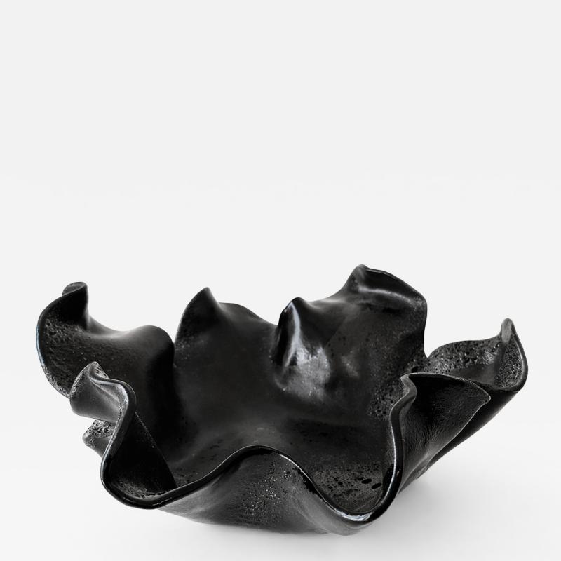 Black Multi glaze Freeform Decorative Bowl by Aram C 